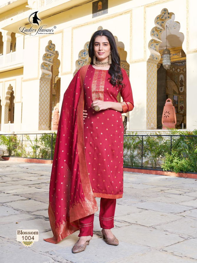 Ladies Flavour Blossom Chanderi Jaquard Readymade Suits